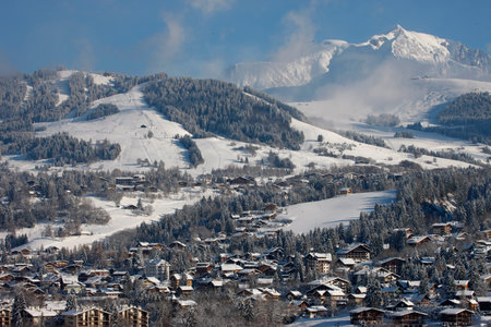 Megeve village in winter. French Alps. France.のeditorial素材