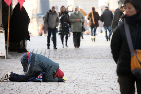 Homeless in the street. Czech Republic.