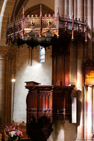 St. Pierre cathedral. Pulpit. Geneva. Switzerland.のeditorial素材