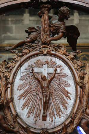 St Eustache church. Jesus on the cross. France.のeditorial素材