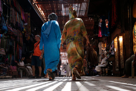 A souk in the medina of marrakech. Marrakech. Morocco.のeditorial素材