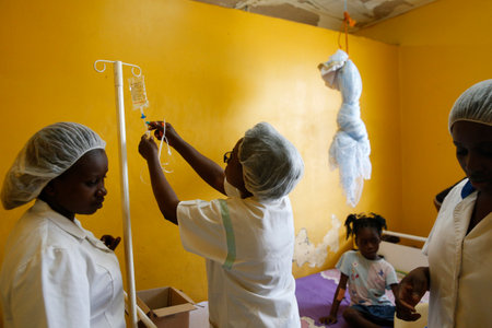 Brazzaville Hospital. Nursing in the pediatric unit. congo.のeditorial素材