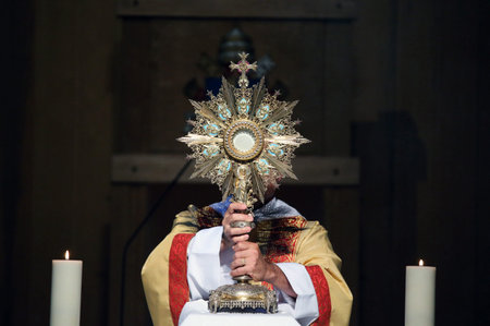 Ars-sur-Fromans. Sanctuary-Shrine of Jean-Marie Vianney (the Cure d'Ars). Adoration of the Blessed Sacrament. France.のeditorial素材