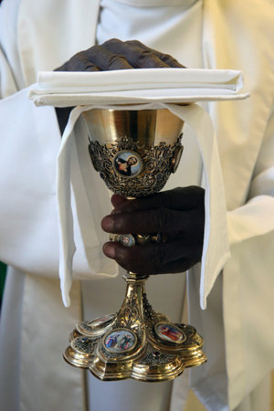 Ars-sur-Fromans. Sanctuary-Shrine of Jean-Marie Vianney (the Cure d'Ars). Catholic priest with a...