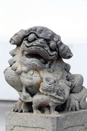 Lion made from Chinese rock, Wat Pho (Temple Of The Reclining Buddha), Bangkok. Thailand.のeditorial素材