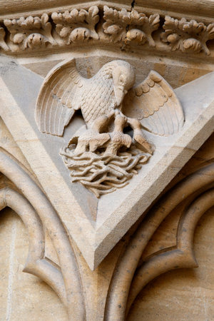 Metz Cathedral. Portal of the Virgin, 13th century. gothic architecture. The pelican.のeditorial素材