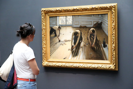 Orsay Museum. The floor scrapers, 1875 by Gustave Caillebotte. Paris. France.のeditorial素材