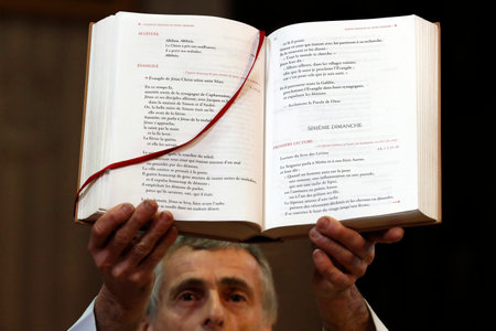 Saint-Jacques church. Liturgy of the Word. Sallanches. France.のeditorial素材