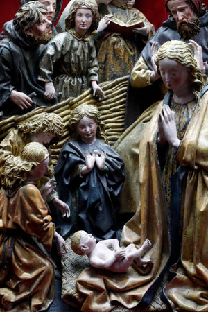 Work Notre-Dame Museum. The nativity. Late 15th century. Strasbourg. France.のeditorial素材