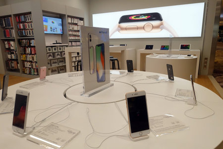 Changi airport. Duty-free shop. Apple store. Singapore.