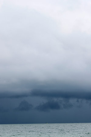 Monsoon season. Large storm clouds over South China sea. Phu Quoc. Vietnam.のeditorial素材