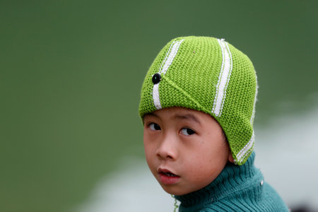 Vietnamese boy. Portrait. Bac Sound. Vietnam.のeditorial素材