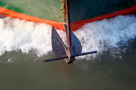 Mekong Delta. Boat and anchor. Cai Be. Vietnam.