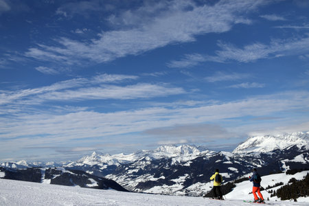 French Alps. Massive Mont Blanc. Ski slope. Saint Gervais. France.のeditorial素材