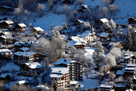 General view of Saint-Gervais Mont-Blanc in winter. France.のeditorial素材