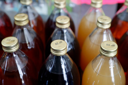 Sant Orso fair. Fruit juice. Aosta. Italy.のeditorial素材