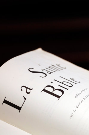 Open bible in church. Combloux. France.