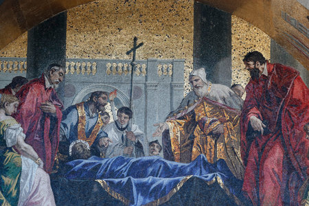 Basilica San Marco. The life of St. Mark. Mosaic. Venice. Italy.