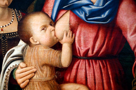 The Civic Museum Eremitani. Virgin and child by Bernardino Luini (1480 - 1532). Painting. Padua. Italy.のeditorial素材