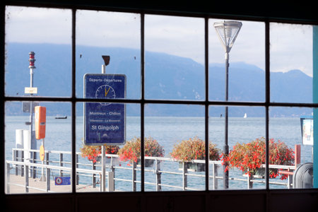 Landing stage at Vevey, Lake Geneva. Vevey. Switzerland.