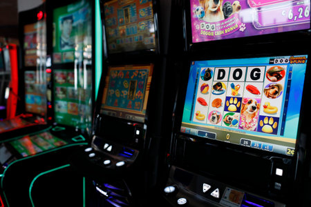 Slot machines in casino. France.のeditorial素材