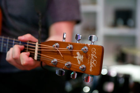 Guitar player. Close-up. France.のeditorial素材