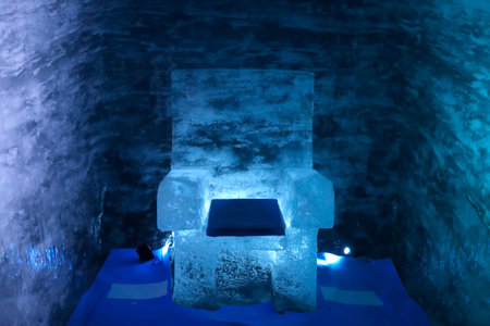 French Alps. Mont Blanc massif. Mer de Glace Glacier Ice Cave, Chamonix. France.のeditorial素材