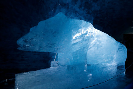 French Alps. Mont Blanc massif. Mer de Glace Glacier Ice Cave, Chamonix. France.のeditorial素材