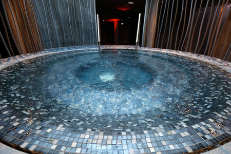 Saint-Gervais Mont-Blanc thermal spa. Saint-Gervais Mont-Blanc is one of the 11 French thermal springs that are recognized for their dermatological benefits. Bath. France.のeditorial素材