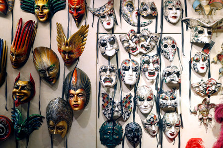Venetian Masks For Sale at Shop. Venice. Italy.のeditorial素材