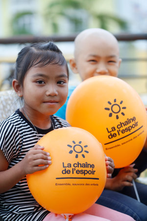 French NGO Chaine de lâEspoir. Children's pavilion. Ho Chi Minh city. Vietnam.のeditorial素材