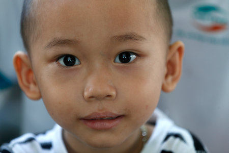 Vietnamese boy. Portrait. Cai Be. Vietnam.のeditorial素材