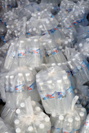 Bottles of mineral water. Chau Doc. Vietnam.