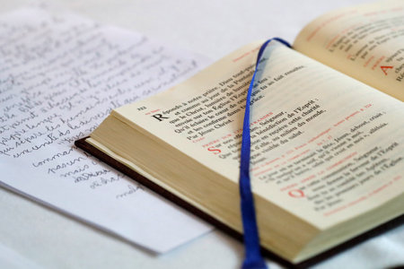 Catholic mass. Sunday lectionary. Passy. France.のeditorial素材