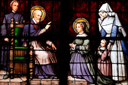 Our Lady of Beaune Basilica. Francis de Sales, Bishop of Geneva, and Jeanne de Chantal. E Thibaut...