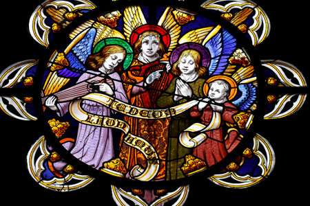 Cathedral of the Holy Cross of Orleans. Angels. Orleans. France.のeditorial素材