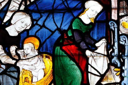 St Peter church. Stained glass window. Dreux. France.