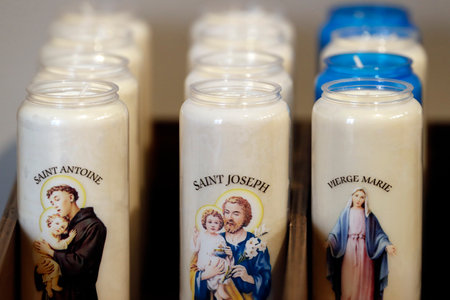 Saint Honore d'Eylau church. Church candles for sale. Paris. France.のeditorial素材