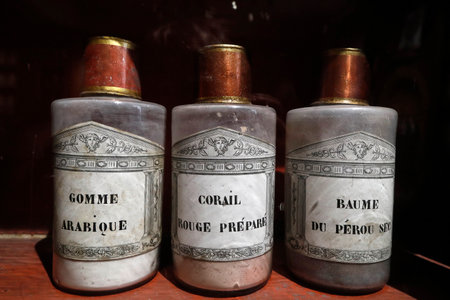 The Hospices de Beaune, hospital from 1443. Also called Hotel-Dieu. Pharmacy. France.のeditorial素材