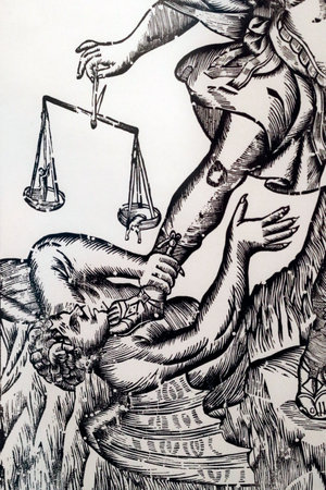 Rolin art museum. Archangel Michael defeating evil. Authun. France.のeditorial素材