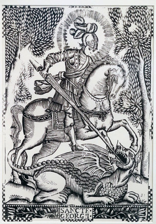 Rolin art museum. Saint George Killing the Dragon. Authun. France.のeditorial素材
