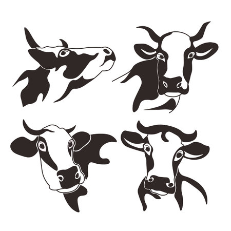 cow head cattle silhouette milkのイラスト素材