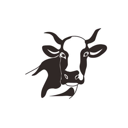Cow head cattle silhouette milkのイラスト素材