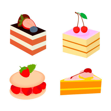 cake sweet dessert setのイラスト素材