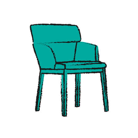 Green chair with wooden legs.のイラスト素材