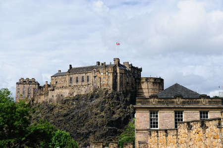 Edinburgh Castle, Scotland, UK, from the South, between showers.の写真素材