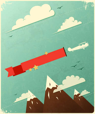 Retro Poster Design with clouds.のイラスト素材