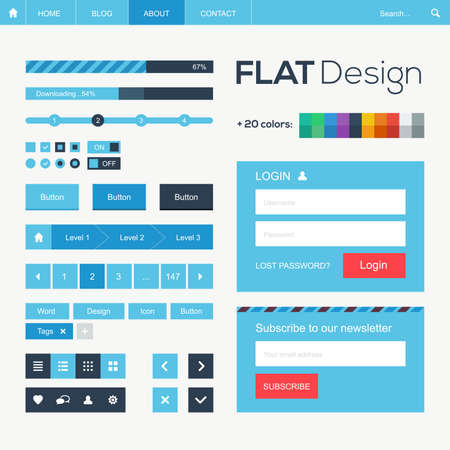Flat web and mobile design elements illustrationのイラスト素材
