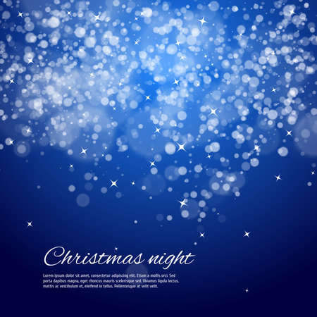 Dark blue night christmas with bokeh and starsのイラスト素材