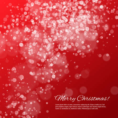 Red Christmas background with bokeh and stars Vector illustration for your design.のイラスト素材